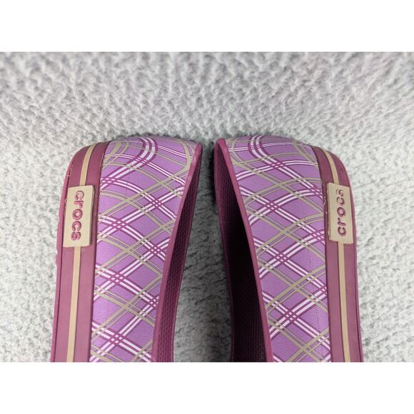 Crocs Women's size 10 Purple Pink Plaid Flats Casual Shoes - Picture 7 of 12